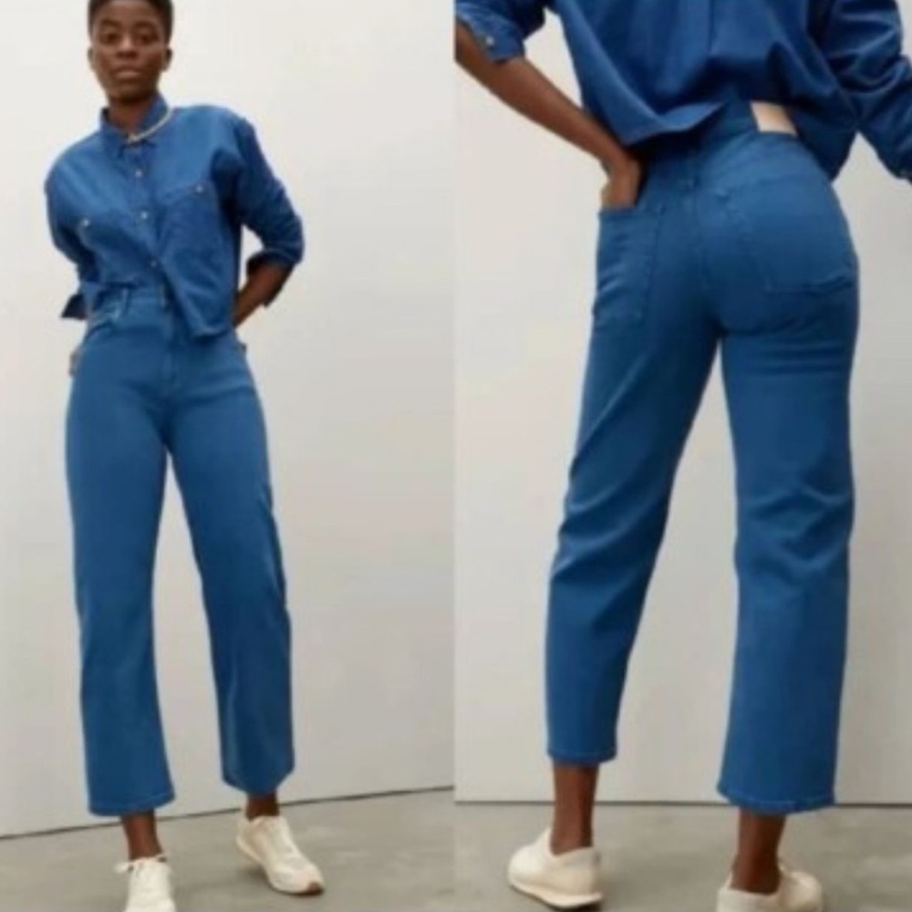 NEW Everlane The Way-High Straight Jean in Lapis Blue Ankle Pant Size 28 Tall